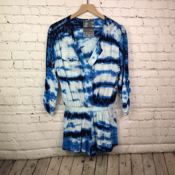 You Fabulous and Broke Blue TieDye Romper - Picture 7 of 8